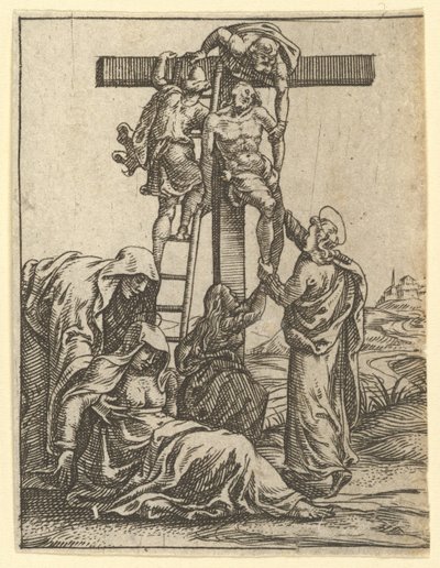 A Fájdalmak Szűza: Leszállás a keresztről, a kilenc környező rekesz egyike..., 1575-re. alkotó: Giorgio Ghisi