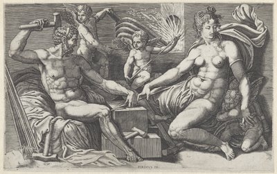 Venus en Vulcanus in de smidse van Vulcanus alkotó: Giorgio Ghisi