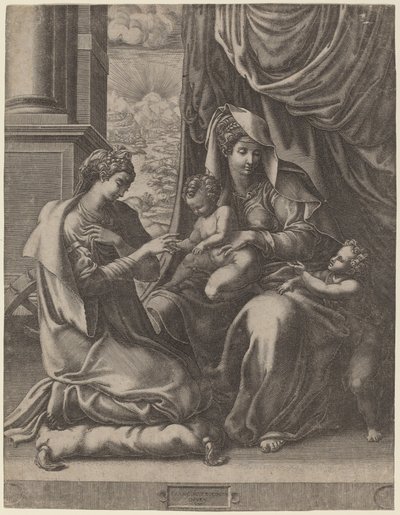 Szent Katalin misztikus házassága alkotó: Giorgio Ghisi after Francesco Primaticcio
