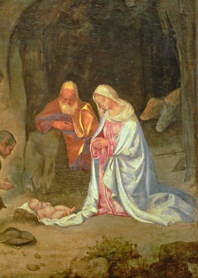 A Pásztorok imádása, a Szent Család részlete, 1510 körül (panel) (68685 részlet) alkotó: Giorgio Giorgione