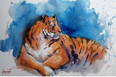 Fenséges akvarell tigris alkotó: Giorgio Gosti