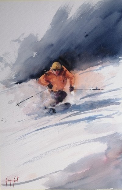 Síelő a porhóban alkotó: Giorgio Gosti