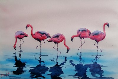 Gázoló rózsaszín flamingók alkotó: Giorgio Gosti