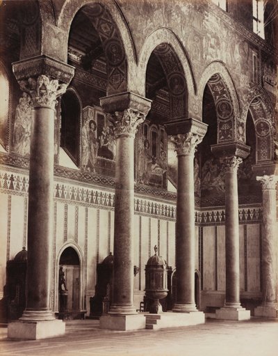 A Monreale-i székesegyház belső nézete, kilátás a folyosóra alkotó: Giorgio Sommer