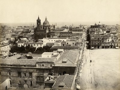 Kilátás Palermóra a Porta Nuovából, Szicília, Olaszország, Giorgio Sommer fényképe alkotó: Giorgio Sommer