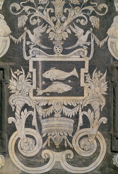 Allegorikus figurák és állatövi jelek, Giorgio Vasari, Tommaso Battista del Verrocchio és Alessandro Forzori, Palazzo dei Cavalieri vagy Palazzo della Carovana, Piazza dei Cavalieri, Pisa, Toszkána, Olaszország alkotó: Giorgio Vasari