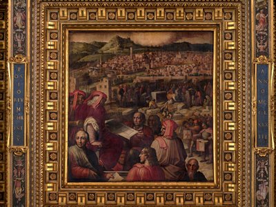 Arnolfo bemutatja Firenze bővítésének tervét alkotó: Giorgio Vasari