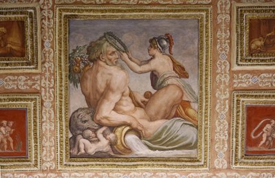 Ceres ápoló Triptolemus, Altoviti mennyezet részlete, 1553-as freskó alkotó: Giorgio Vasari
