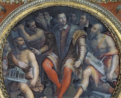 Cosimo I és művészei, a Sala di Cosimo I-ből (lásd még: 274610) alkotó: Giorgio Vasari