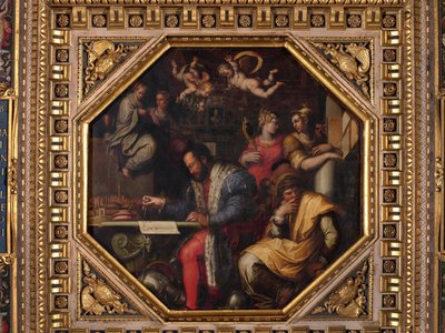 Cosimo tanulmányozza Siena elfoglalását alkotó: Giorgio Vasari