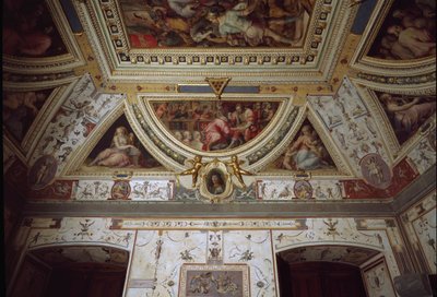 Részlet Lorenzo il Magnifico nápolyi látogatását ábrázoló szobájából (freskó alkotó: Giorgio Vasari