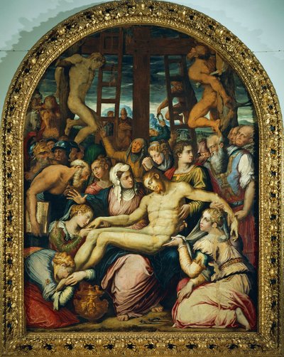 Giorgio Vasari (1511-1574) siralom a keresztről levetett halott Krisztus felett, olajtábla, 295x222 cm. alkotó: Giorgio Vasari