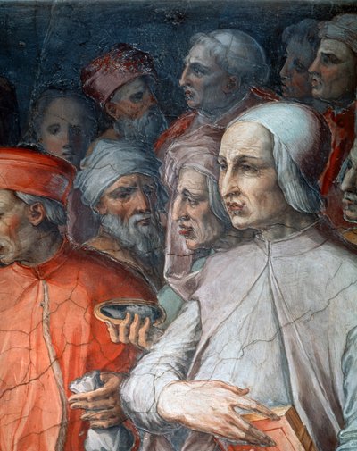 Marsilio Ficino, mellette Paolo del Pozzo Toscanelli, Cosimo az idősebb részlete a filozófusok és művészek körében alkotó: Giorgio Vasari