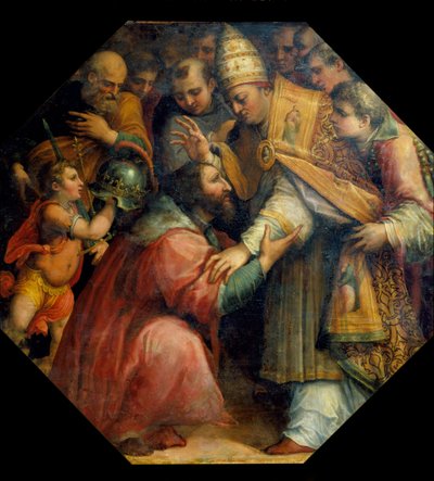 I. Francois és Leon X találkozása Bolognában (Bolognai Konkordátum 1517-ben), 1558-62 körül (olaj) alkotó: Giorgio Vasari