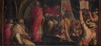 IV. Kelemen pápa átadja jelvényét a guelf párt kapitányainak, 1563-1565 alkotó: Giorgio Vasari