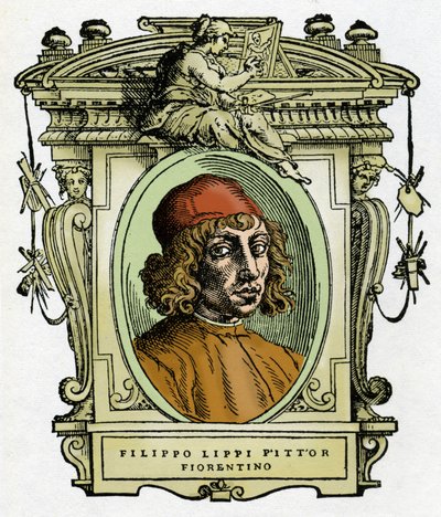 Filippo Lippi (1406-1469) firenzei festő portréja. Xilográfia Giorgio Vasari „A festők életéből”. alkotó: Giorgio Vasari