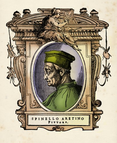 Spinello Aretino (ne Spinello di Luca Spinelli) (1350-1410) portréja Metszet Giorgio Vasari (1511-1574) "" Lives "" című művéből 1568 alkotó: Giorgio Vasari