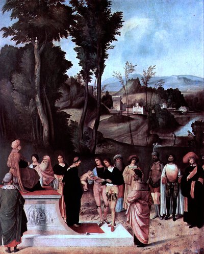 Magyarul: Mózes tűzpróbája alkotó: Giorgione
