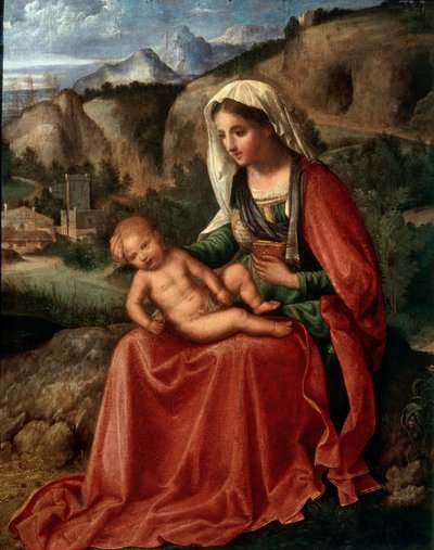 A szűz és a gyermek egy tájban, c1503 alkotó: Giorgione da Castelfranco