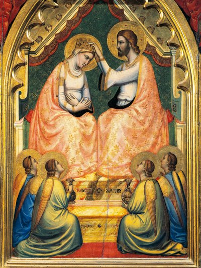 Olaszország, Firenze, Szent Kereszt bazilika, Bandini Baroncelli kápolna, Szűz koronázása, Giotto (1267-1337), freskó, részlet alkotó: Giotto (c.1266 1337)