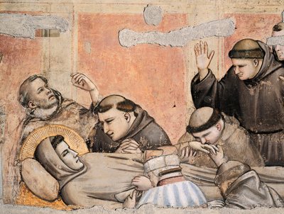 Olaszország, Firenze, Szent Kereszt-bazilika, Bardi-kápolna, Giotto Szent Ferenc halála (1267-1337), freskó, Részlet alkotó: Giotto (c.1266 1337)