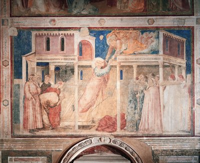 Olaszország, Firenze, Szent Kereszt-bazilika, Peruzzi-kápolna, János evangélista történetei: emberrablás, Giotto (1267-1337), freskó, részlet alkotó: Giotto (c.1266 1337)