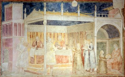 Olaszország, Firenze, Santa Croce-bazilika, Peruzzi-kápolna, Heródes ünnepe, Keresztelő Szent János történeteinek részlete alkotó: Giotto (c.1266 1337)