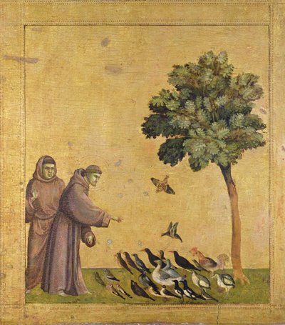 Assisi Szent Ferenc prédikál a madaraknak (olaj, tábla) alkotó: Giotto (c.1266 1337)