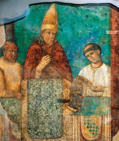 VIII. Bonifác meghirdeti a szentévet, Giotto freskója (1267-1337), Lateráni Szent János főbazilika, Róma, Olaszország alkotó: Giotto (c.1266 1337)