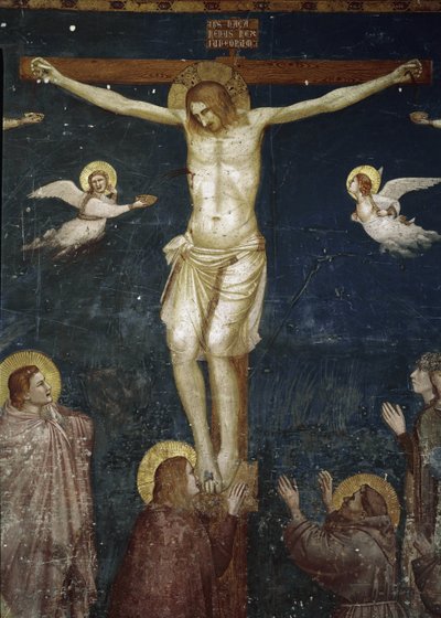 Krisztus keresztre feszít, részlet a keresztre feszítésről öt ferencessel - Freskó alkotó: Giotto (c.1266 1337)