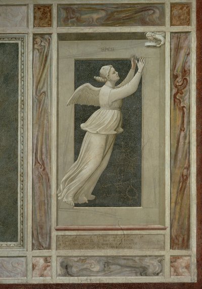 Remény, szárnyas női alak, aki egy angyal felé repül, aki a mennybe vezeti, Giotto (1267-1337) részlete A bűnök és erények című freskóciklusból alkotó: Giotto (c.1266 1337)