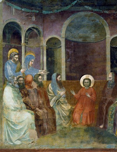 Jézus a templomban az orvosok között, részlet Krisztus életéből és szenvedéséből, Giotto alkotó: Giotto (c.1266 1337)