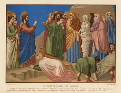 Lázár feltámasztása (chromolitho) alkotó: Giotto di Bondone (after)