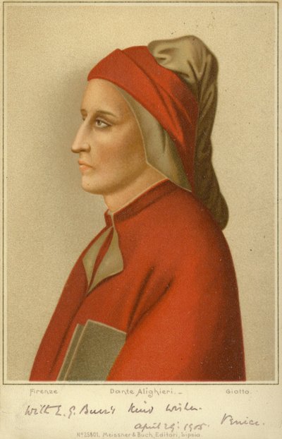 Dante Alighieri (c1265-1321), olasz költő (chromolitho) alkotó: Giotto di Bondone