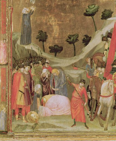 Szent Pál mártíromsága, jobb oldali tabló a Stefaneschi-triptichonról, 1320 körül (tempera a panelen) (214100. részlet) alkotó: Giotto di Bondone