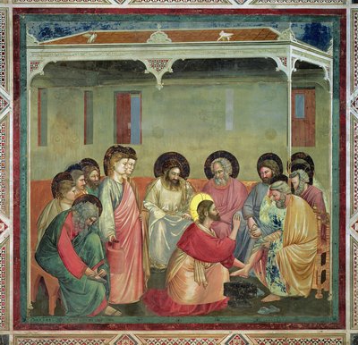 Krisztus megmossa a tanítványok lábát, 1305 körül (a helyreállítás után) (lásd még: 65194) alkotó: Giotto di Bondone