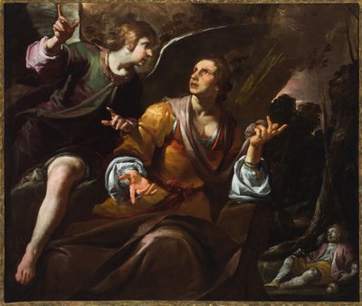 Hágár és az angyal, 1640 körül (olaj, vászon) alkotó: Giovacchino Assereto
