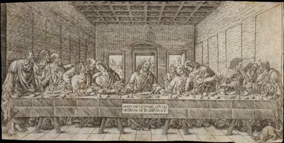 Az utolsó vacsora spániellel, kb. 1500. alkotó: Giovan Pietro Birago