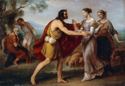 Jacob és Rachel találkozása, Giovanni Carnovali Piccio (1804-1873), olaj, réz, 38x53 cm alkotó: Giovanni Carnovali