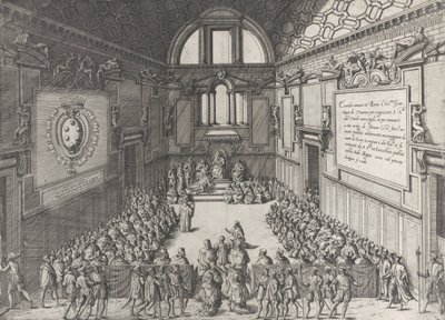V. Pius pápa audienciája I. Cosimonak, Toszkána hercegének, 1575-99. alkotó: Giovanni Ambrogio Brambilla