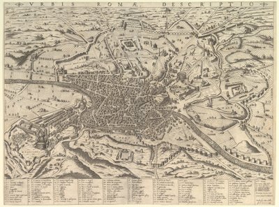 Modern Róma kilátása nyugatról, 1590 alkotó: Giovanni Ambrogio Brambilla