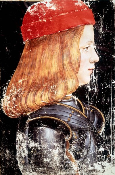 Maximilian Sforza (1490 - 1530) portréja. Giovanni Ambrogio De Predis miniatúrája (1455 - 1508). alkotó: Giovanni Ambrogio de Predis
