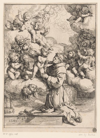 Páduai Szent Antal a gyermek Krisztussal alkotó: Giovanni Andrea Podestà (attributed to)