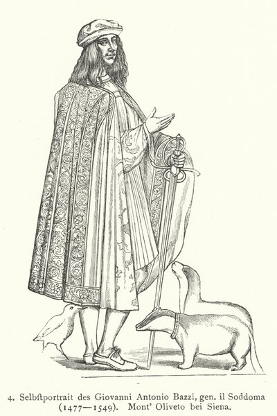 Il Sodoma (Giovanni Antonio Bazzi) olasz reneszánsz művész önarcképe (metszet) alkotó: Giovanni Antonio Bazzi (after) Sodoma