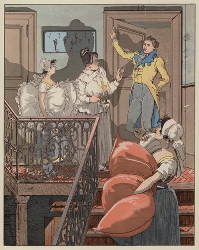 Jelenet a La Dame de Gai-Fredonból, Quatrelles (Ernest LEpine) alkotó: Giovanni Antonio Bazzi after Sodoma