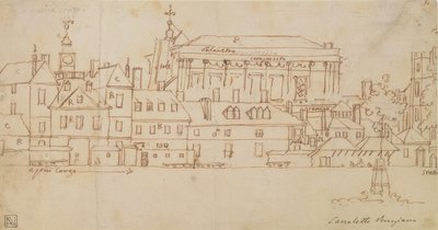 Horse Guards, London (toll és tus, papír) alkotó: Giovanni Antonio Canal