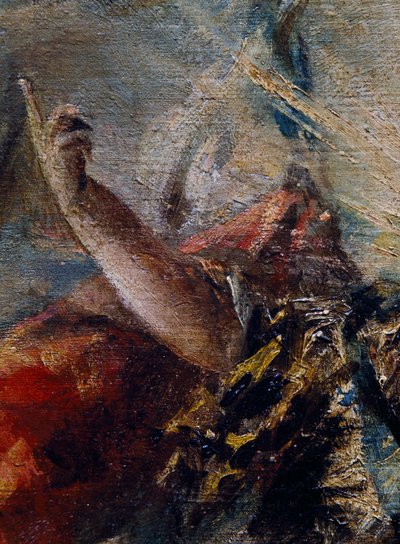 Az angyal karja megáldja Tóbiást, részlet a Tóbiás házasságából, jobb rész alkotó: Giovanni Antonio Guardi