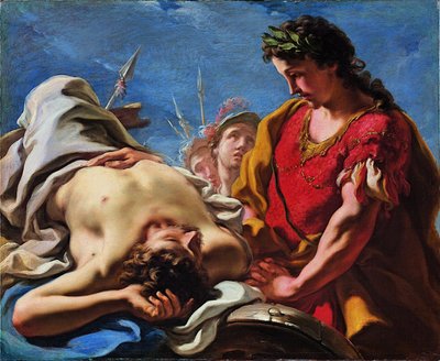 Sándor a halott Dareiosz holttesténél alkotó: Giovanni Antonio Pellegrini