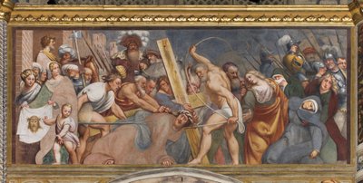 Közép-Aave, második déli szakasz, Jézus elesik a kereszt alatt, Il Pordenone alkotó: Giovanni Antonio Pordenone