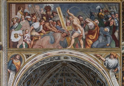 Jézus elesett a kereszt alatt alkotó: Giovanni Antonio Pordenone